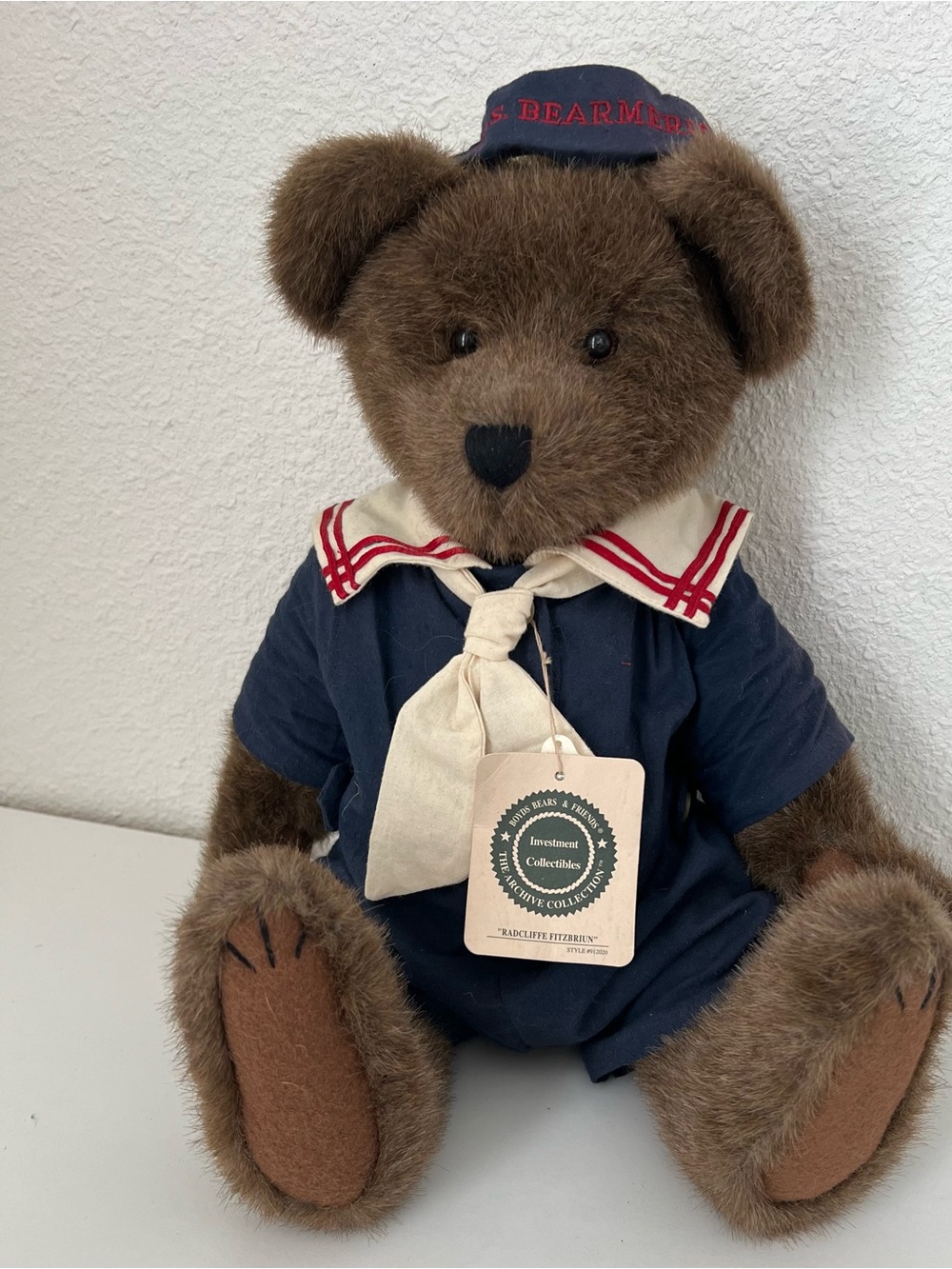 Boyd’s Bears-Bearington Collection Brown Sailor Teddy Bear with Navy Outfit